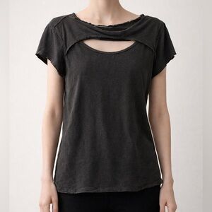 We The Free Black Keyhole Tee Free People Short Sleeve Top Anthropologie XS